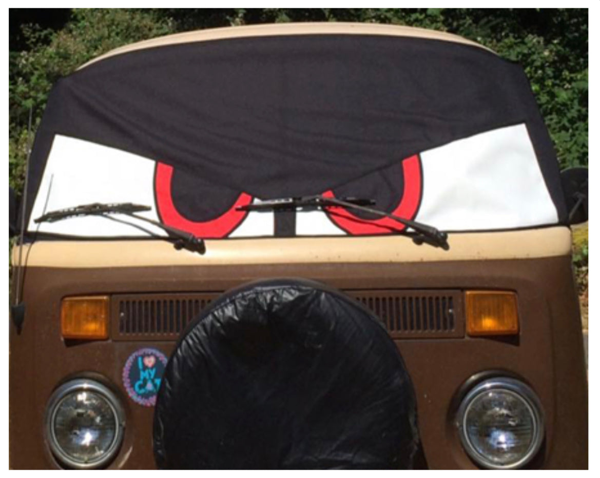 Buseyes Angry Eyes Front Screen Cover Baywindow Bus - Black or Gray.