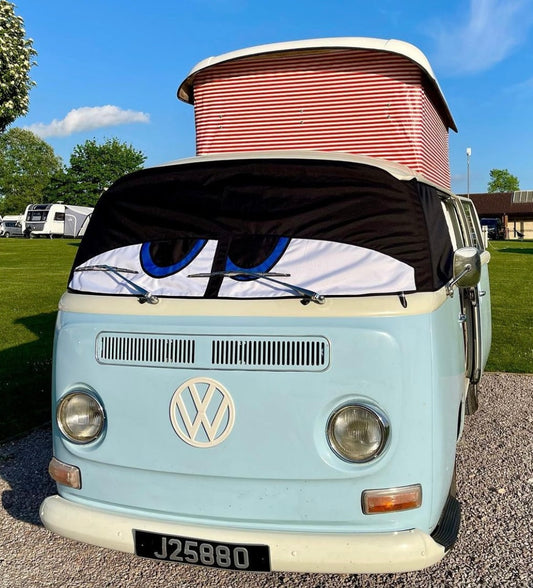 Buseyes Happy Eyes Front Screen Cover Baywindow Bus - Black or Gray.