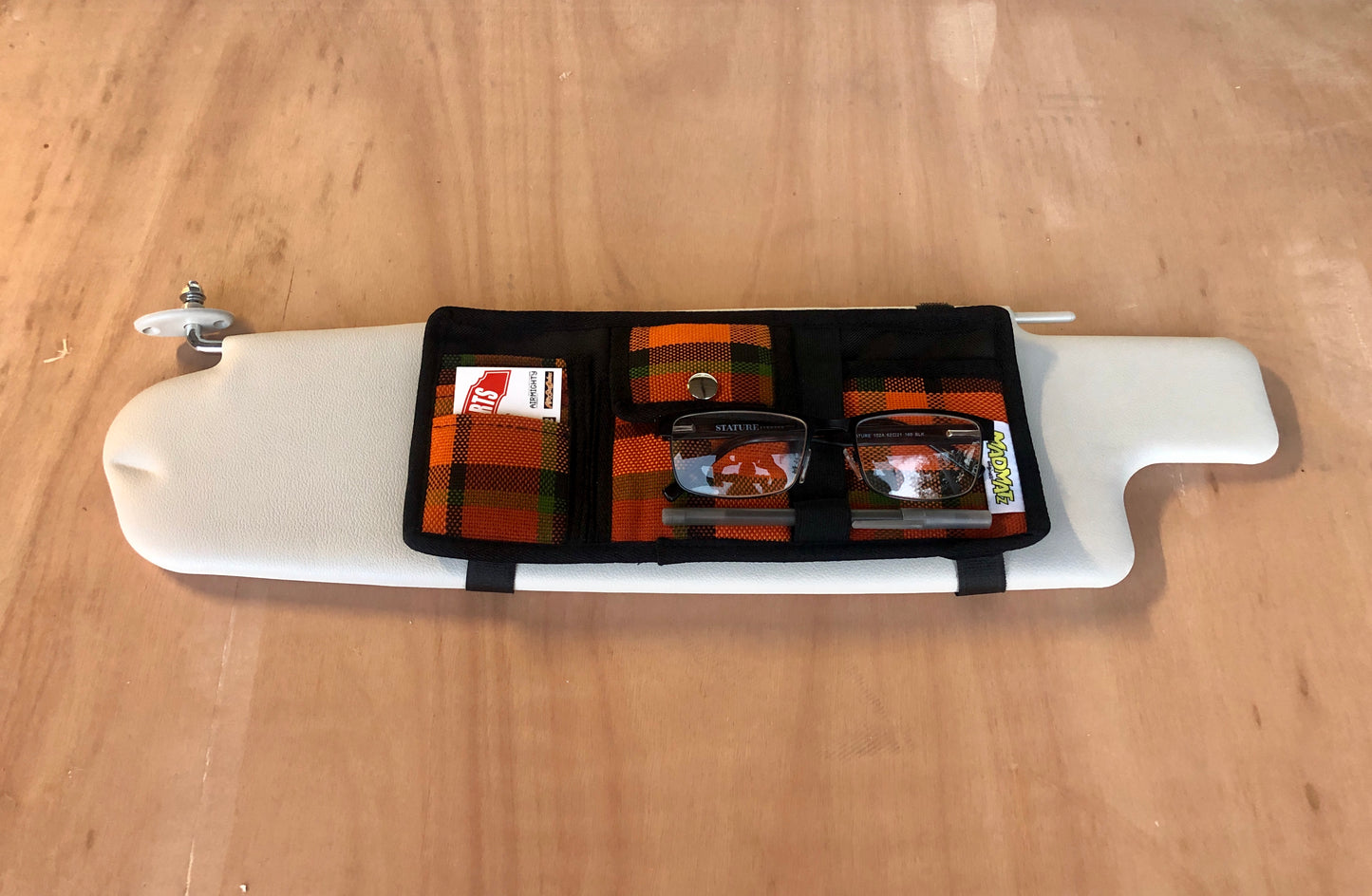 Visor Storage Pocket - Westfalia Orange Plaid