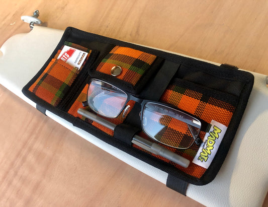 Visor Storage Pocket - Westfalia Orange Plaid