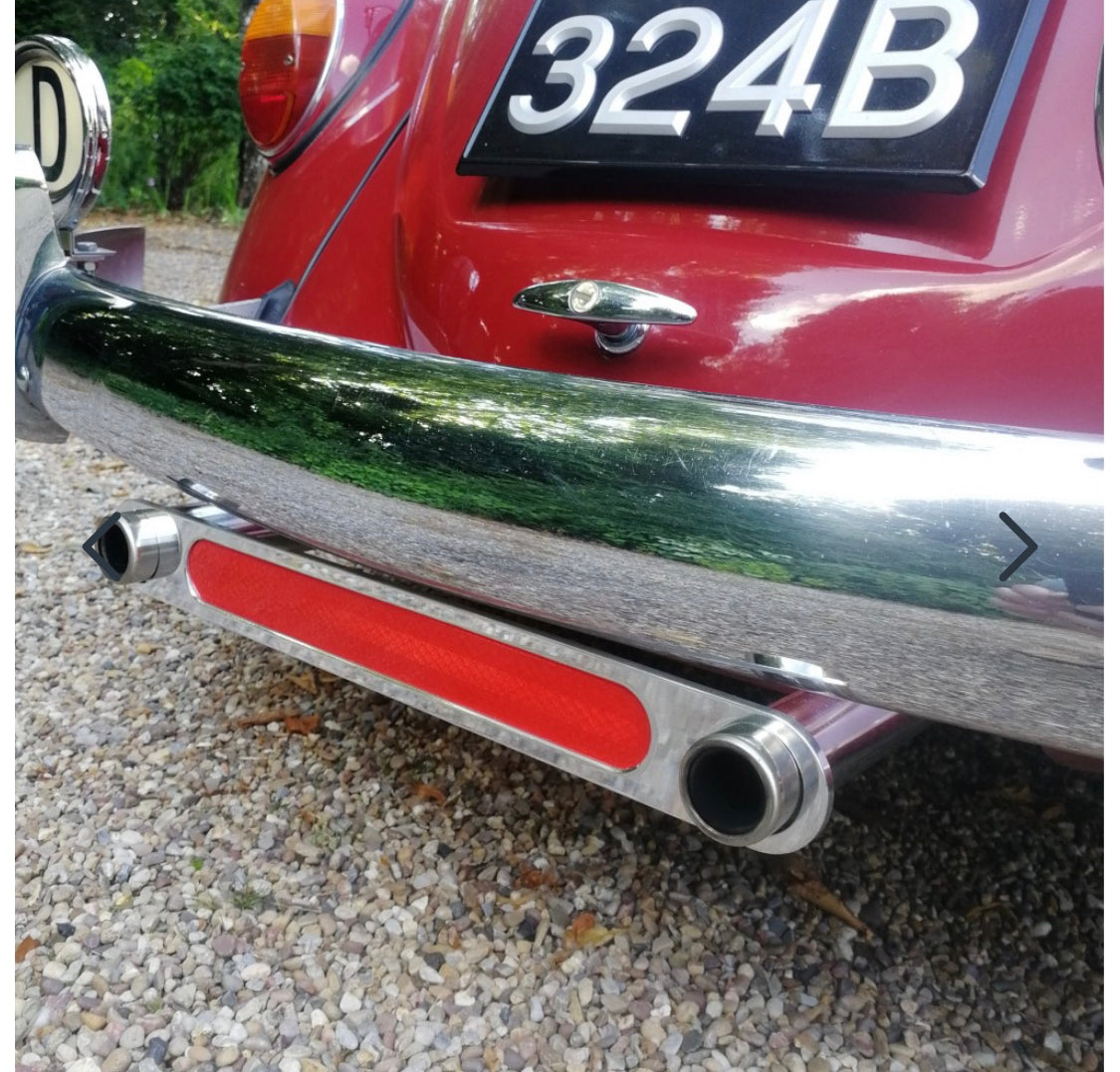 Twin Pipes Exhaust Trim With Reflective insert