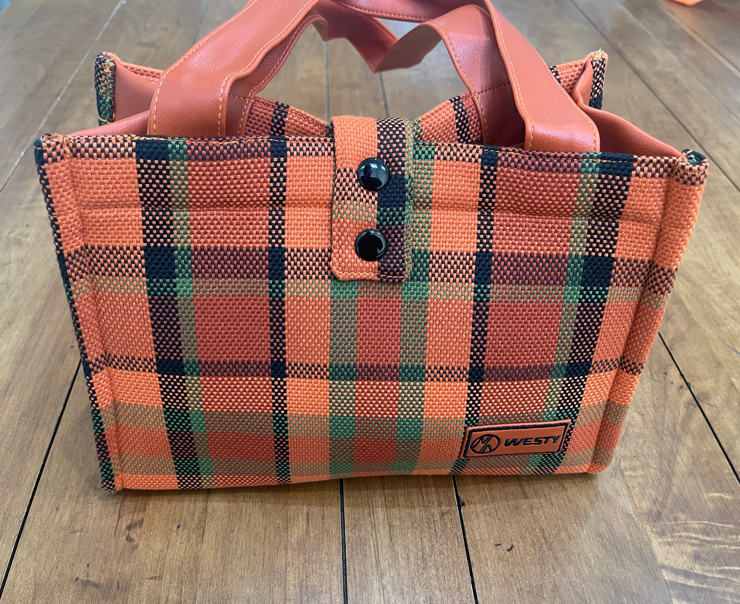 Westy Handbag in Orange plaid