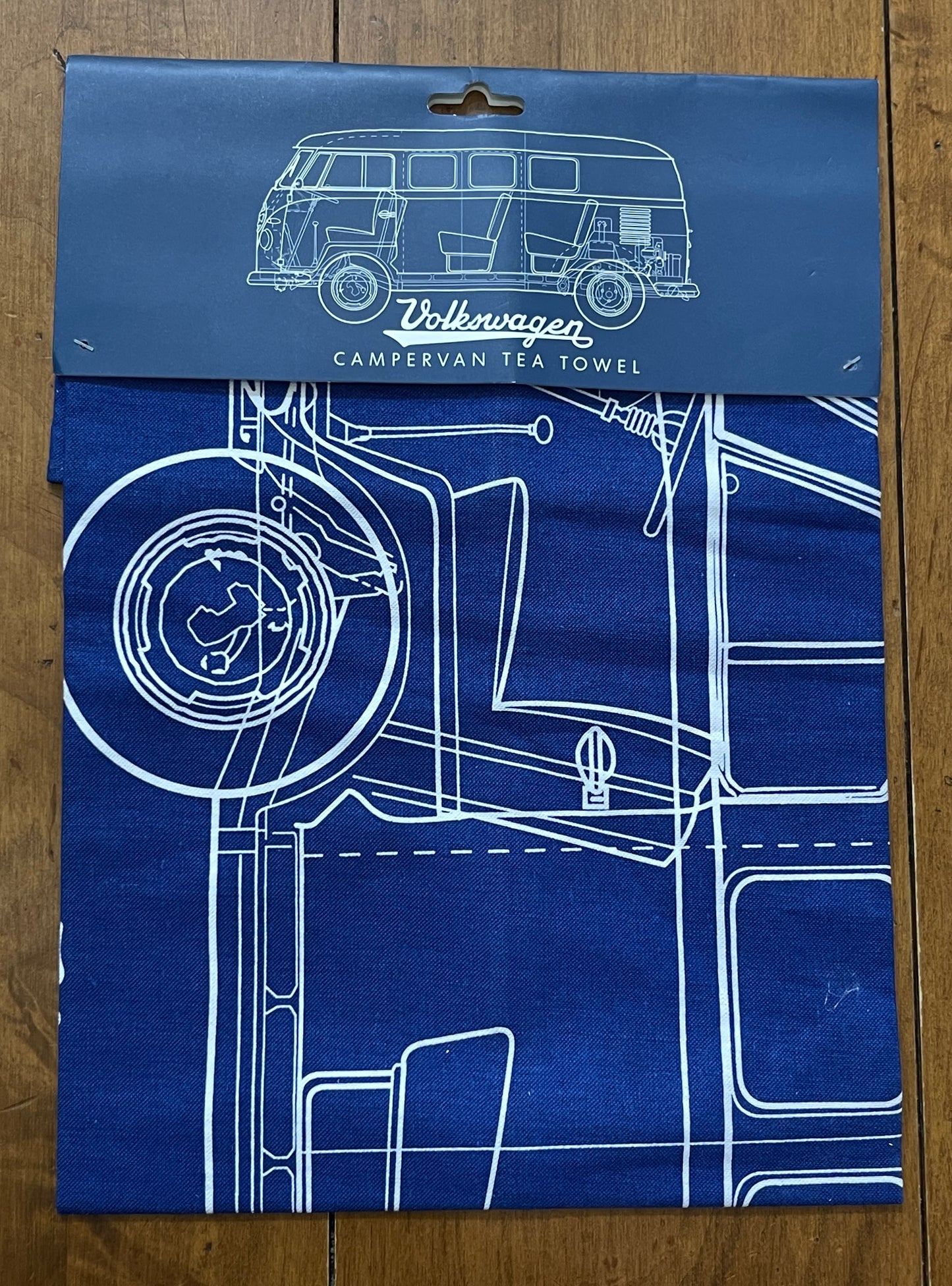 Volkswagen Campervan Blueprint Tea Towel - Wall Art