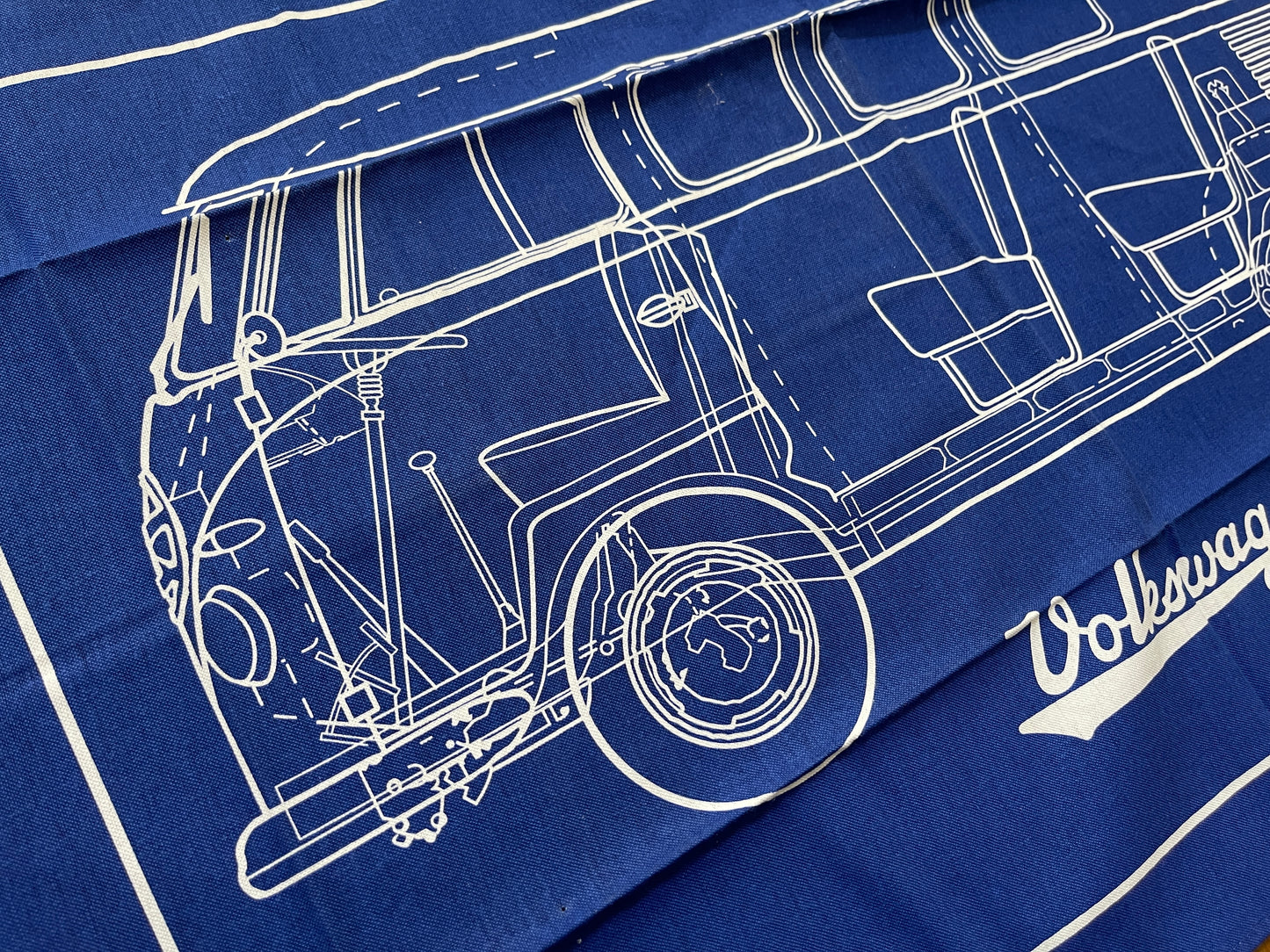 Volkswagen Campervan Blueprint Tea Towel - Wall Art