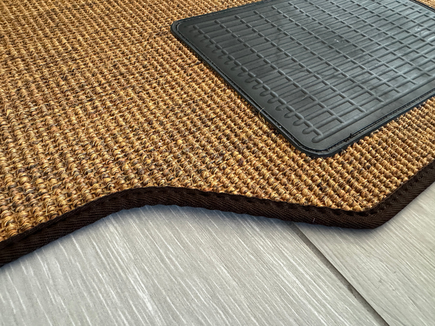 Sisal Cab Floor Mat Bude Color with Brown Edge - 1955 to 1959 Bus