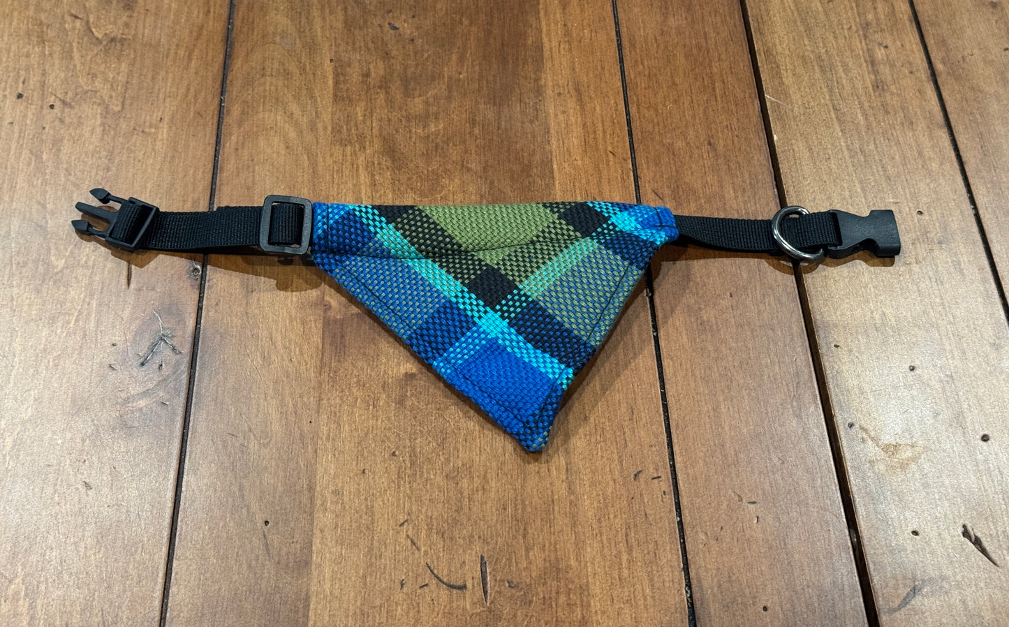 Westfalia Blue plaid material dog bandana