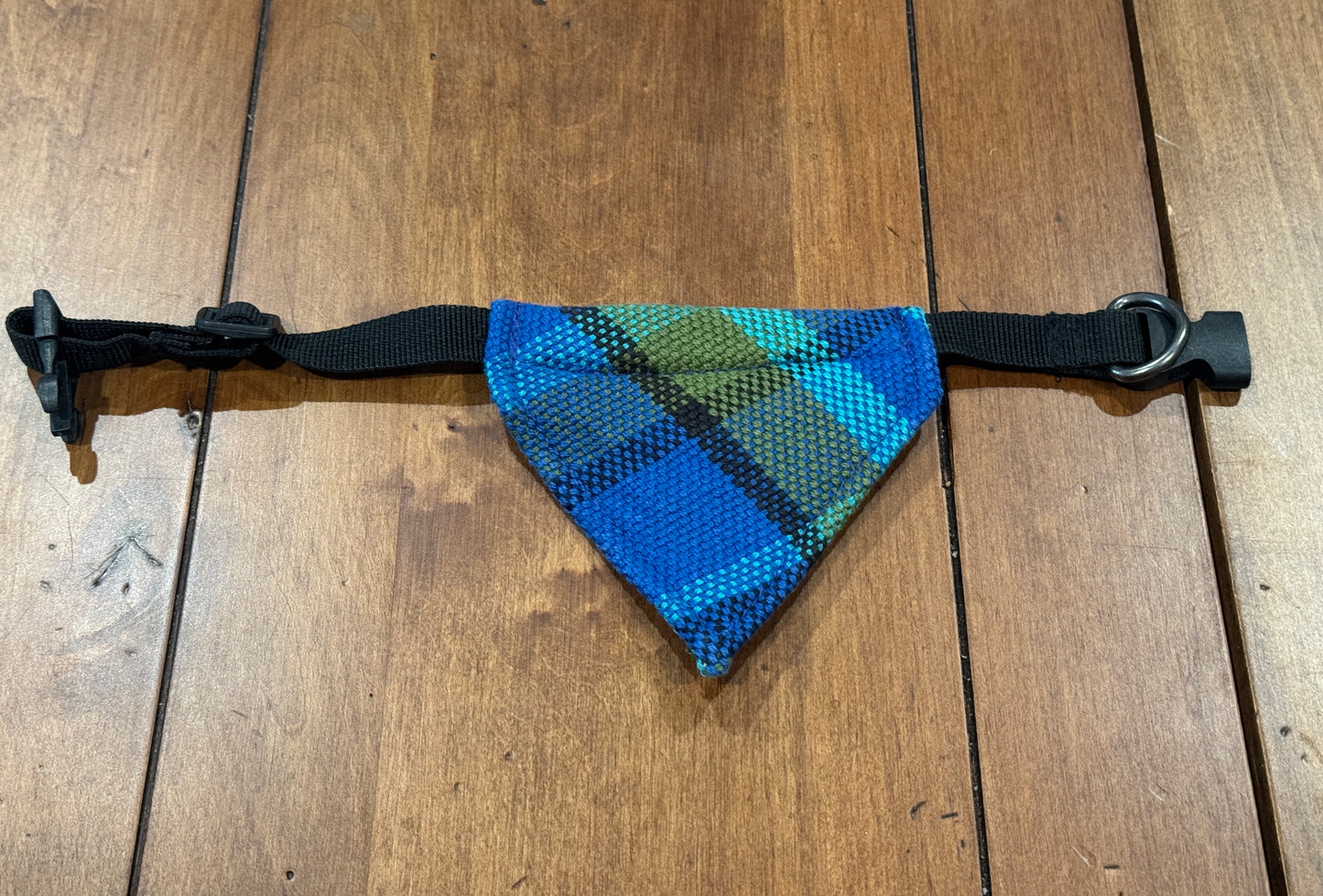 Westfalia Blue plaid material dog bandana