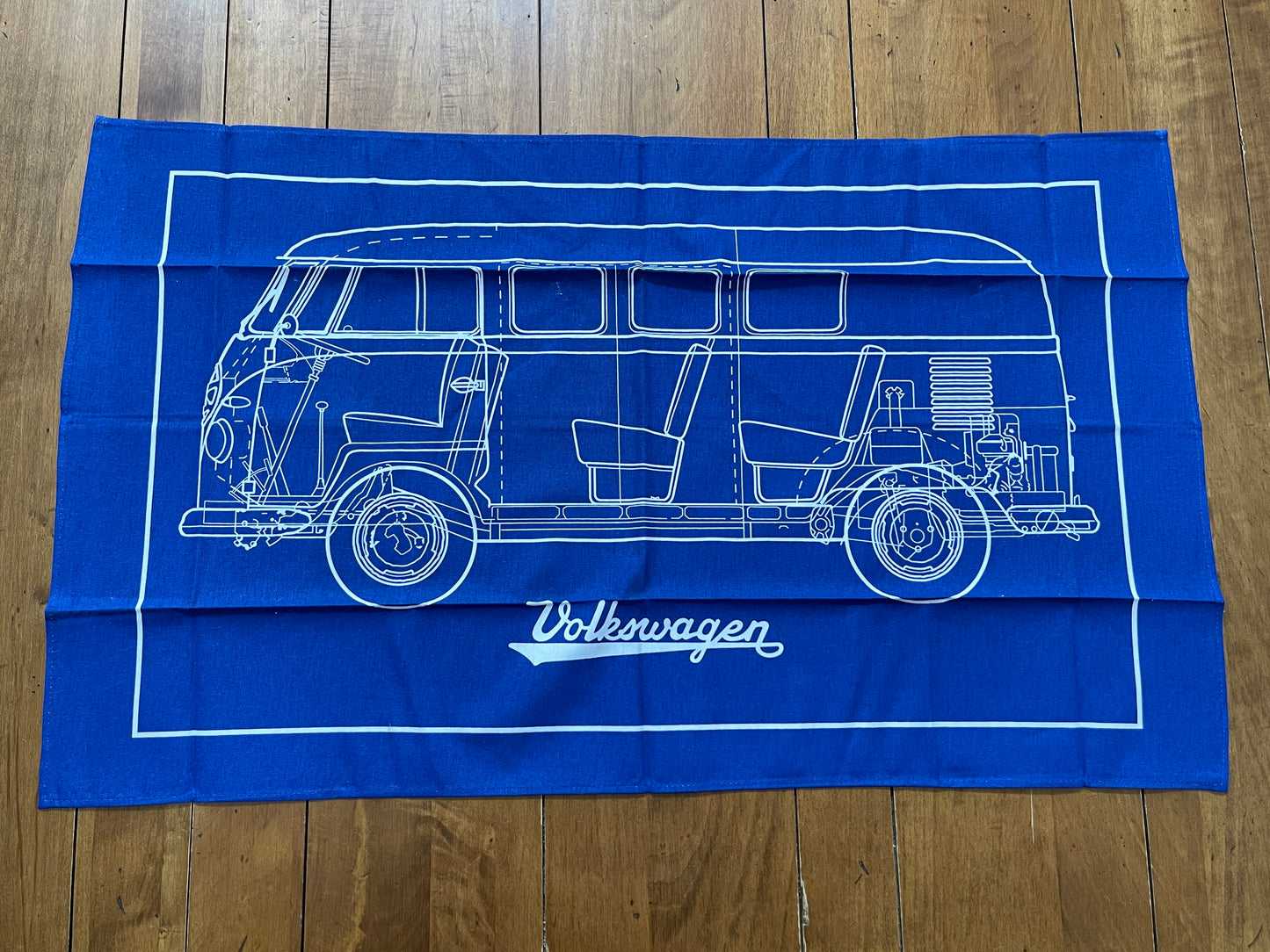 Split Window Bus Blueprint Banner / Tea Towel