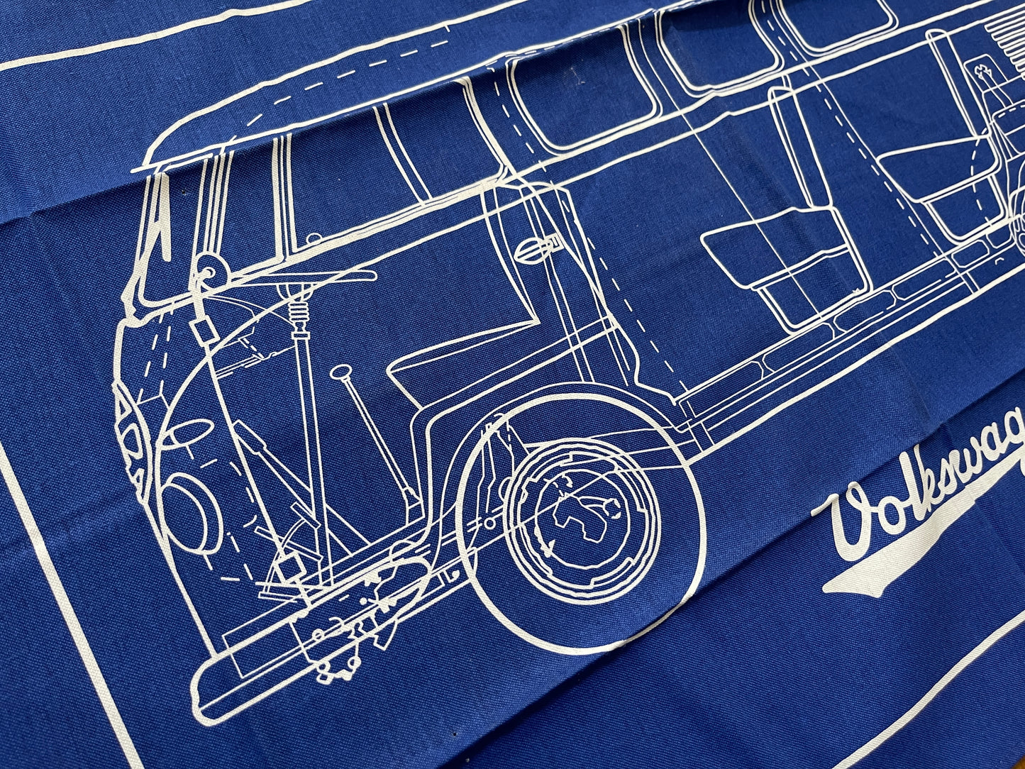 Split Window Bus Blueprint Banner / Tea Towel