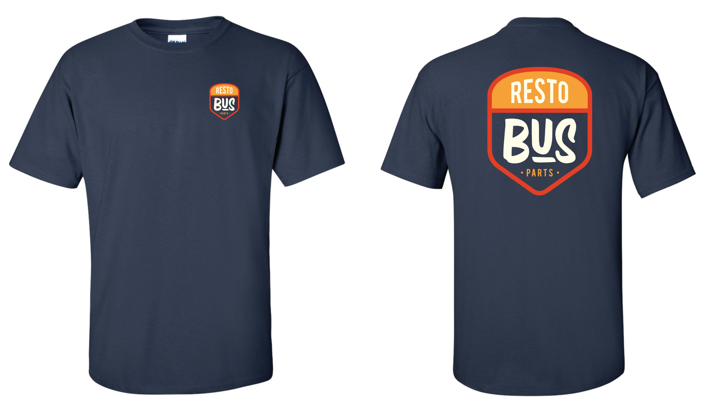 Resto Bus Parts Logo T Shirt - Navy Blue