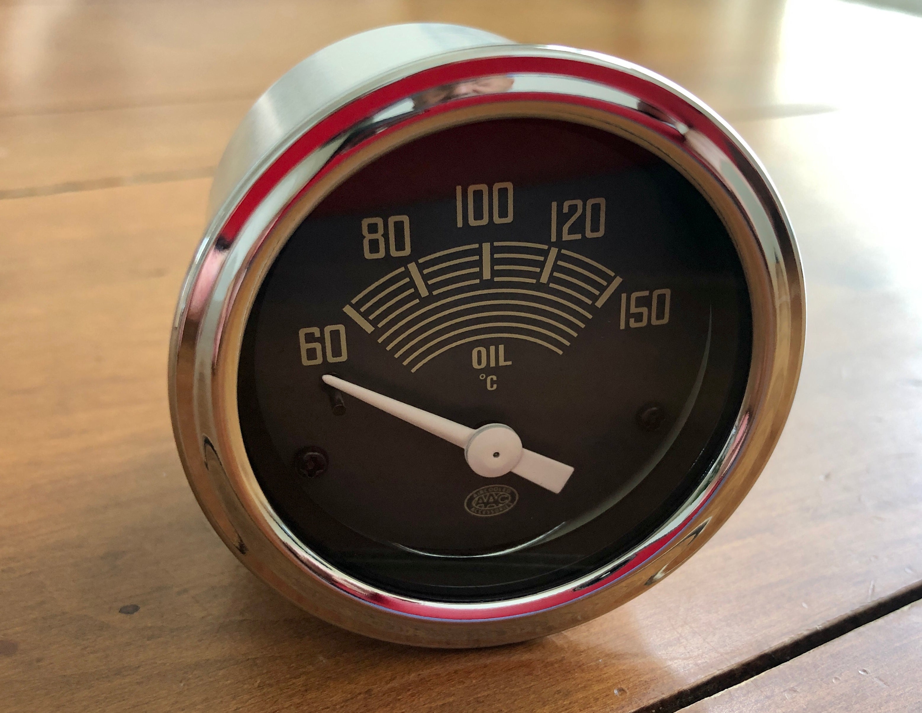RSR Performance 52mm Oil Temperature Gauge Kit – White Dial, Retro Look, 1/8-27 NPT Sensor, Blue Bulb Light