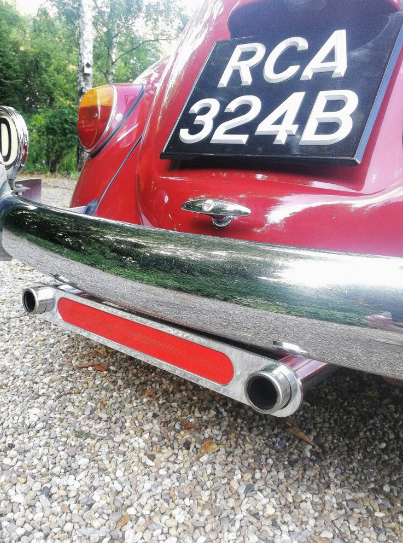 Twin Pipes Exhaust Trim With Reflective insert