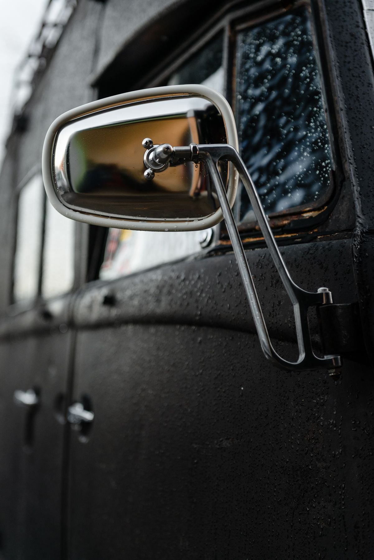 Antique old truck mirrors new arrivals