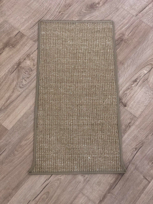 Natural Sisal Split Bus Walk Through Mat Fine Weave Fudge With Sand Egde Trim